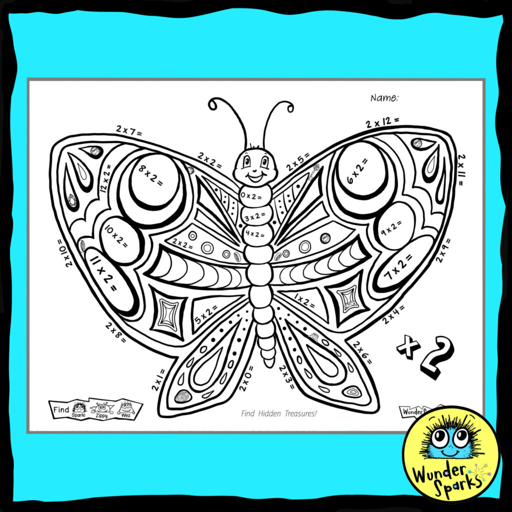 2x Butterfly Multiplication Facts Worksheet.