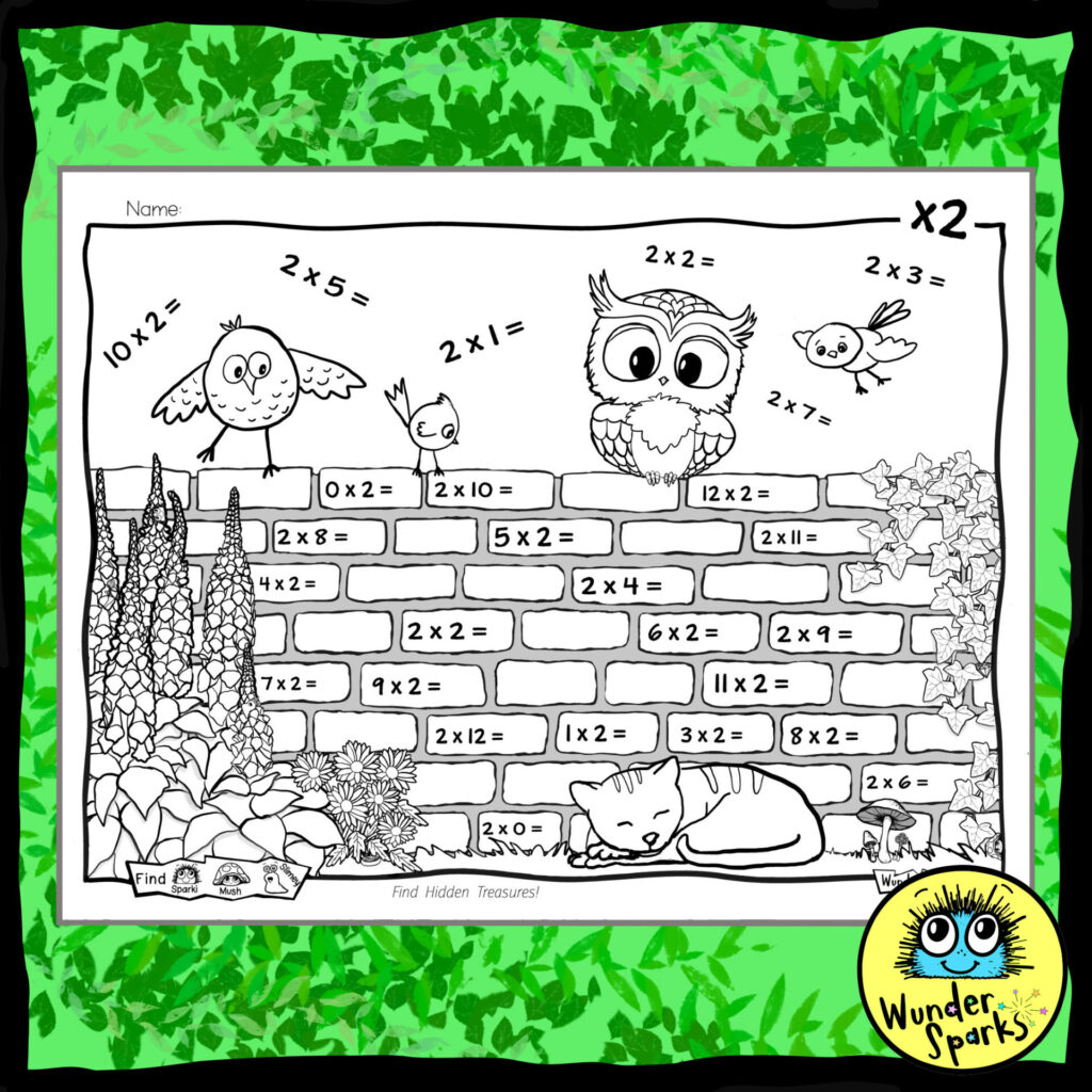 Garden Friends Multiplication Facts worksheet x2